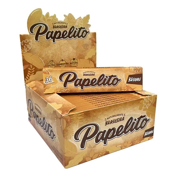 Caixa Seda Marrom 50 Livretos Papelito Brown King Size Foto 1