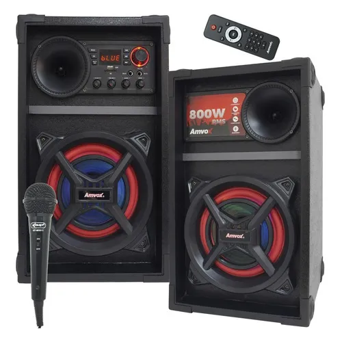 Caixa Som Ativa Passiva 800w Rms Led Bluetooth + Microfone Foto 1