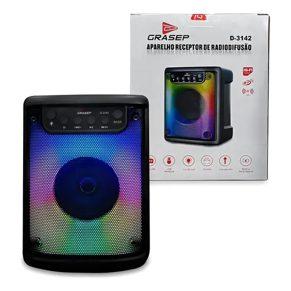 Caixa Som Bluetooth D-3142 Grasep 10w Foto 1