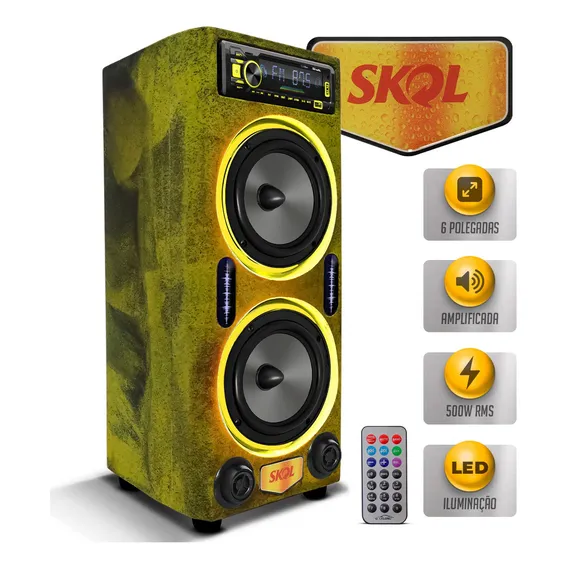 Caixa Som Bob Residencial Amplificada Shutt 500w Bt Usb Skol Foto 1