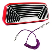 Caixa Som Retrô Vintage Vermelha Bluetooth + Cabo P2 Roxo Foto  mini 1