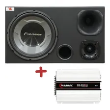 Caixa Som Trio 12 Subwoofer Pioneer + Módulo Taramps Tl 1500 Foto  mini 1