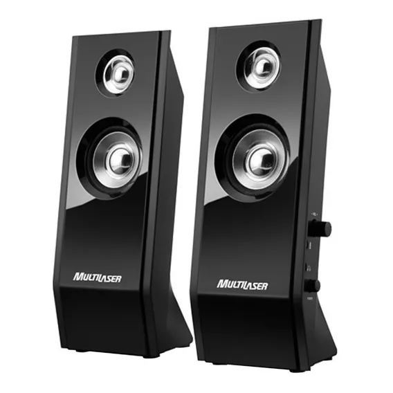 Caixa Subwoofer Som 2.0 P2 Sp091 Pc Note 8w Rms Multilaser SP091 Cor Black Piano Usb Foto 1