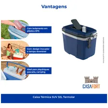Caixa Térmica Cooler Suv 32 Litros Azul Termolar Foto mini  2