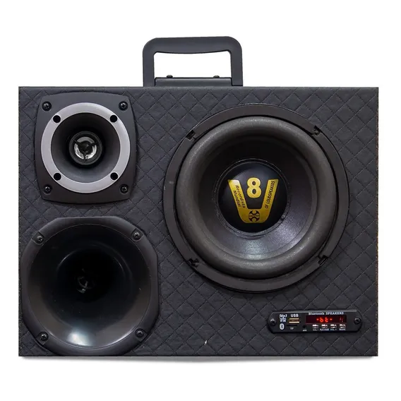 Caixa Trio Som Automotivo Completa Bt Usb Sub 8 Modulo 300w Cor Preto 110 220 Foto 1