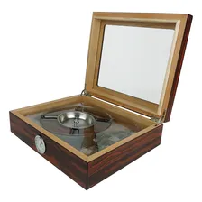Caixa Umidora De Charutos Kit Com Cinzeiro E Cortador Ebony Foto mini 4