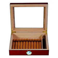 Caixa Umidora Para 12 Charutos Acabamento Superior Foto mini 4