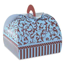 Caixa Valise Bem Casado Arabesco Azul E Marrom Junco 12und Foto  mini 1