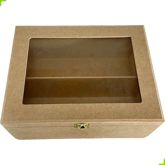 Caixa Vinho Fecho E Vidro Liso Em Mdf 26x19x10 Mini Chandon Foto 1