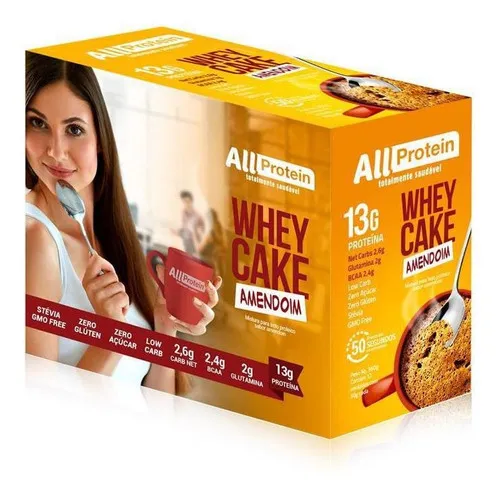 Caixa Whey Cake Amendoim All Protein 12 Saches 30g - 360g Foto 1