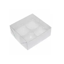Caixas 50 Papel E Acetato 8x8x4 Para 4 Doces Bombom Gourmet Cor Transparente E Branco Foto mini 1