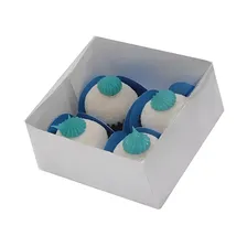 Caixas 50 Papel E Acetato 8x8x4 Para 4 Doces Bombom Gourmet Cor Transparente E Branco Foto mini 2