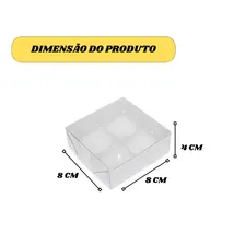 Caixas 50 Papel E Acetato 8x8x4 Para 4 Doces Bombom Gourmet Cor Transparente E Branco Foto mini 4