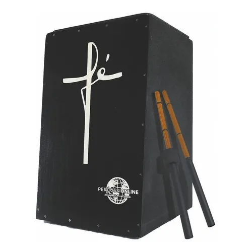 Cajon Elétrico Percussionline Fé Cruz + Vassourinhas Foto 1