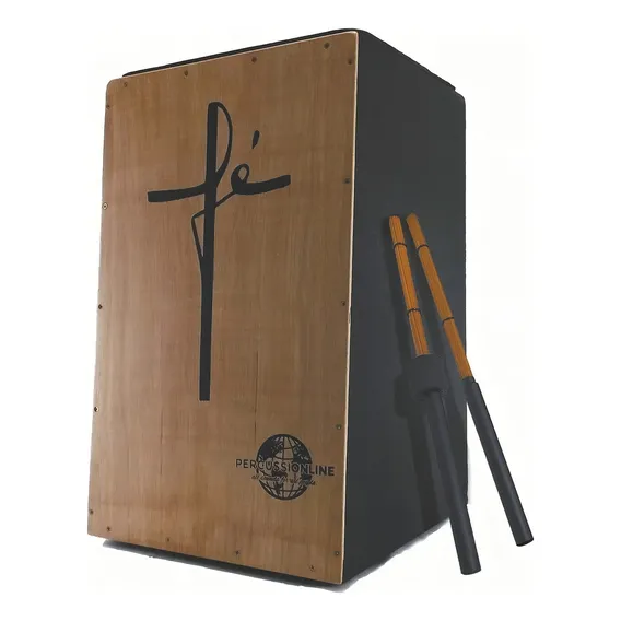 Cajon Elétrico Percussionline Fé Cruz + Vassourinhas Foto 1