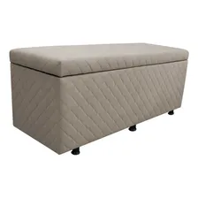 Calçadeira Baú Casal 140cm Estofada Liz Suede Bordado Bege Foto mini 1