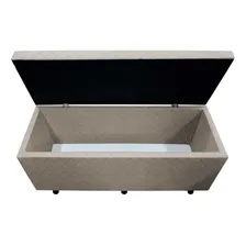 Calçadeira Baú Casal 140cm Estofada Liz Suede Bordado Bege Foto mini 2