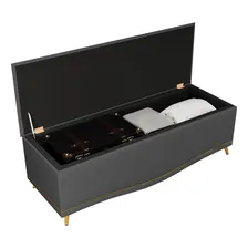 Calçadeira Baú Casal 140cm Imperial J02 Veludo Cinza Foto mini 4