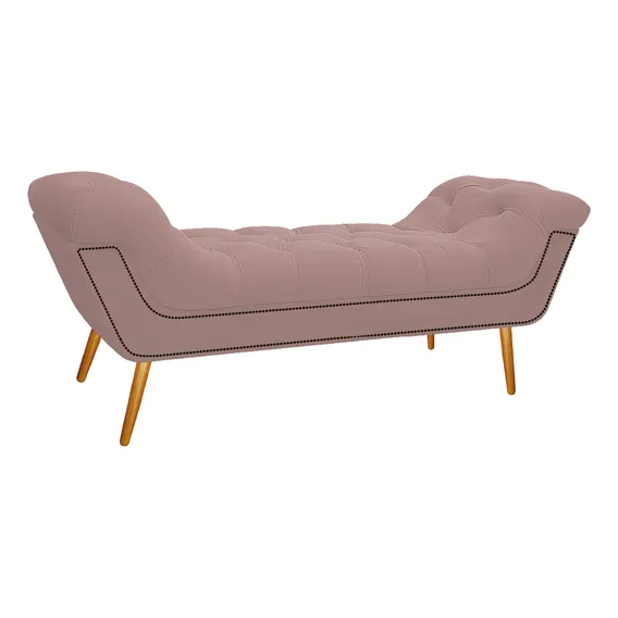 Calçadeira Estofada Veneza 140 Cm Casal Suede Rosê - Amarena Foto 1