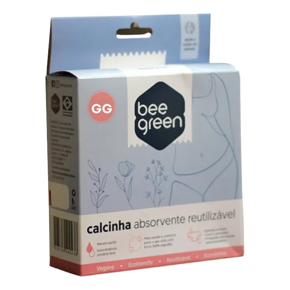 Calcinha Absorvente Reutilizável Fluxo Menstrual Bee Green Desenho Do Tecido Liso Foto 1