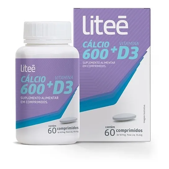 Cálcio 600 + Vitamina D3 60 Comprimidos - Litee (kit 2 Unid) Foto 1