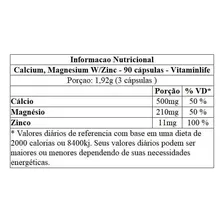 Calcium, Magnesium W/zinc - 90 Cápsulas - Vitaminlife Foto mini 2