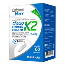 Calcium Maxx Cálcio Citrato Malato K2 60cáps 250mg Maxinutri Sabor Neutro Foto mini 1
