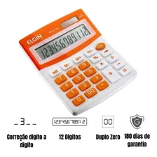 Calculadora De Mesa 12 Dígitos Bateria Solar Laranja Elgin Foto mini  2