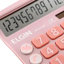 Calculadora De Mesa 12 Dígitos Bateria Solar Mv-4130 Elgin Cor Rosa Foto mini  2