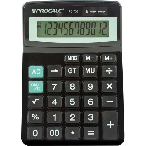 Calculadora De Mesa 12dig. Pc730 Preta Procalc Cor Preto Foto 1