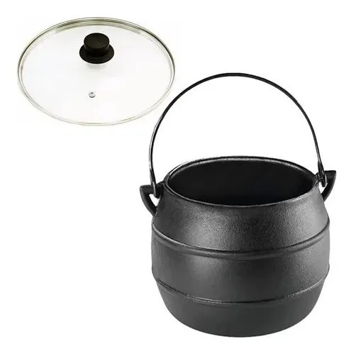 Caldeirão Bojudo 10 Litros Tampa Vidro 24 Cm Panela Mineira Foto 1