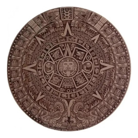 Calendário asteca decorativo em mdf 30 cm natural Foto 1