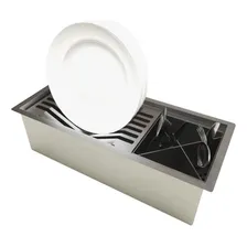 Calha De Pia Escorrer Escovado Moderna Pia Cozinha Cor Inox Escovado Foto mini 1