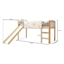 Cama Alta Com Escorregador E Lousa Madeira Maciça/mdf Foto mini 2