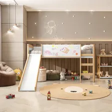 Cama Alta Com Escorregador E Lousa Madeira Maciça/mdf Foto mini 3