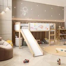 Cama Alta Com Escorregador E Lousa Madeira Maciça/mdf Foto mini 4