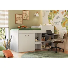 Cama Alta Multifuncional C/ Escrivaninha 90 Monterey Branco Foto mini 2