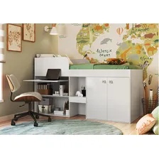 Cama Alta Multifuncional C/ Escrivaninha 90 Monterey Branco Foto mini 3