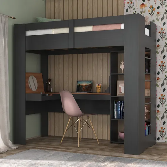 Cama Alta Multifuncional Com Escrivaninha Penteadeira Foto 1