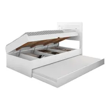 Cama Baú 0,88 Larissa Com Auxiliar Framar Em Mdf Branco Foto mini  3