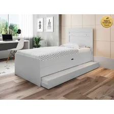 Cama Baú 0,88 Larissa Com Auxiliar Framar Em Mdf Branco Foto mini 4
