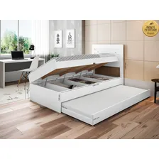 Cama Baú 0,88 Larissa Com Auxiliar Framar Em Mdf Branco Foto mini 1