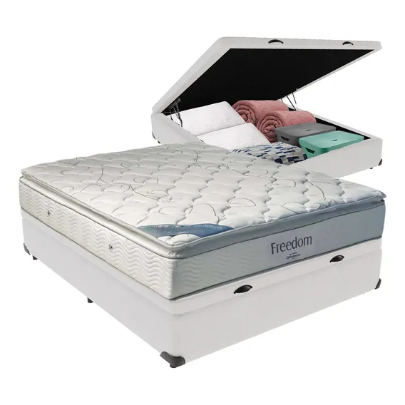 Cama Baú Colchão Casal Ortobom Freedom Espuma Viscoelástica Foto 1