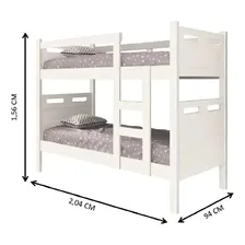 Cama Beliche Solteiro Branco Fosco S/ Colchão Foto mini 3