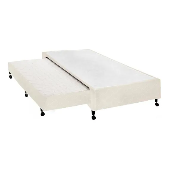 Cama Box Base C/auxiliar Solteiro Poli Bege (78x27)castor Foto 1