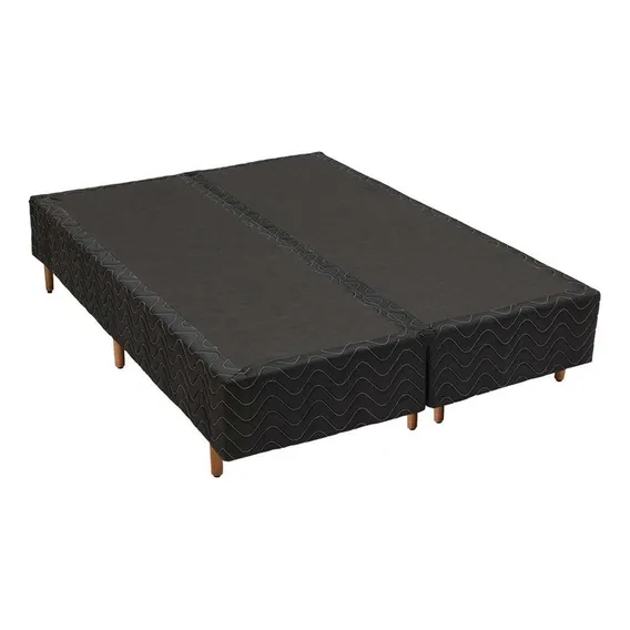 Cama Box Base Universal Queen Bordado Black (158x198x25) Foto 1