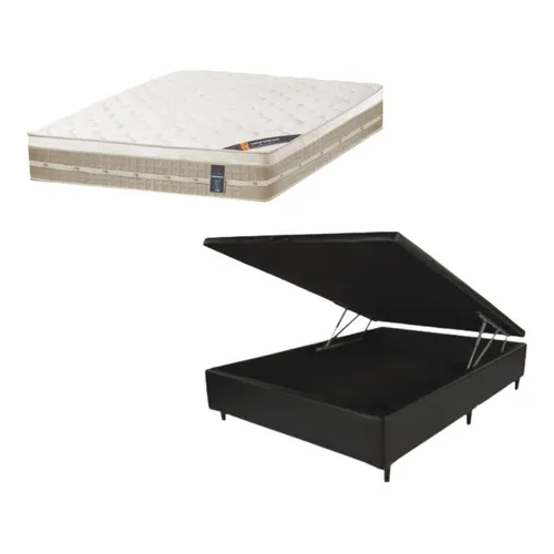 Cama Box Baú Blindada Casal + Colchão Castor Firme 138x188 Foto 1