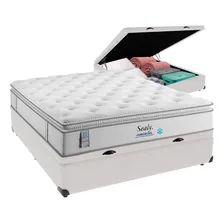 Cama Box Baú Branco E Colchão Confort Gel Molas Casal Sealy Foto  mini 1