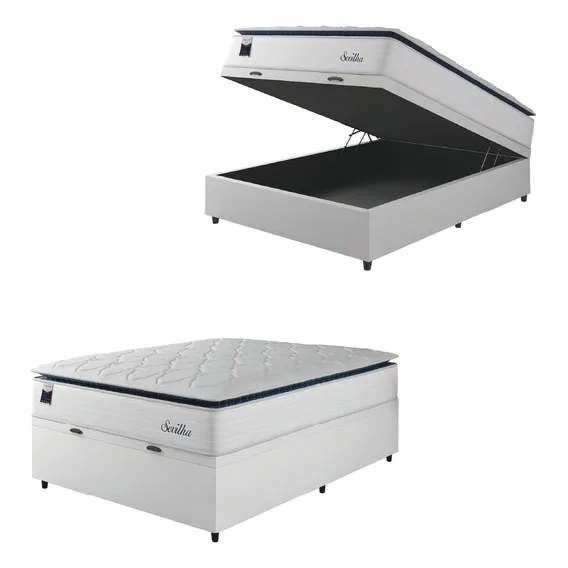 Cama Box Baú Casal Colchão Molas Ensacadas C/pillow Sevilha Foto 1