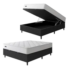 Cama Box Baú Casal Mola Ensacada Umaflex 138x188x67cm Br Pt Foto mini 2